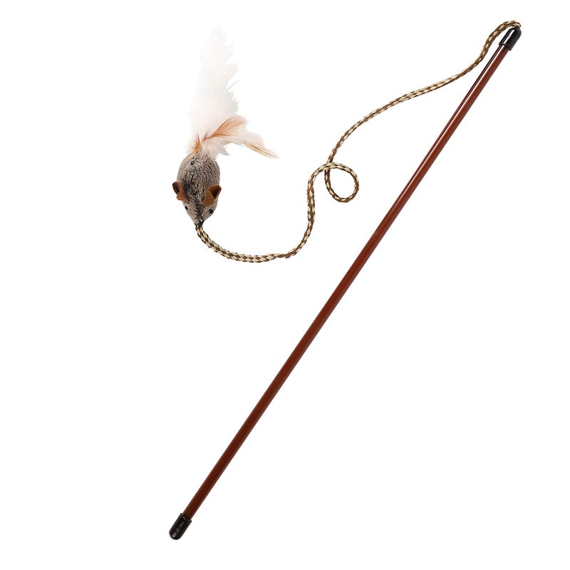 Our Pets OurPet's Play-N-Squeak Teathered & Feathered Play Wand Cat Toy, for All Breed Sizes - Image 1